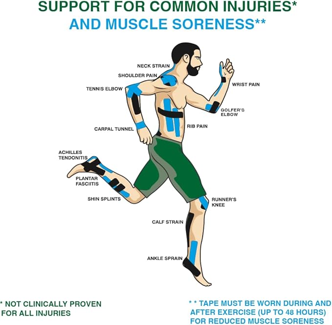 | Elastic Kinesiology Tape | Uncut Athletic Tape | Support & Recovery for Knees, Elbows, Shoulders & Muscles | Cotton Elastic, Hypoallergenic, Latex Free, Breathable, 2 in x 16ft (Beige)