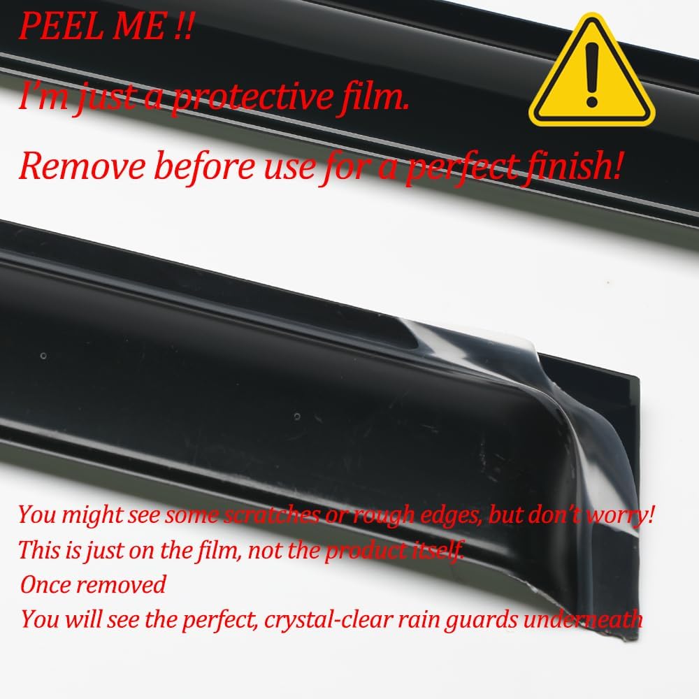 4pcs Out-Channel Tape On Side Wind Vent Deflector,Dark Smoke Sun Rain Guard,Nice Window Visor fit for 2000-2004 Nissan Xterra All Models 94719