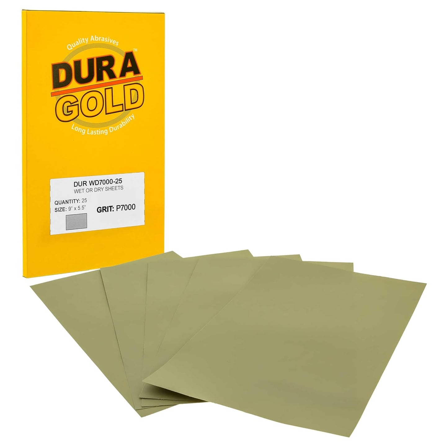 Dura-Gold Premium 7000 Grit Wet or Dry Sandpaper Sheets, 5-1/2" x 9", Box of 25 - Auto Car Color Sanding Detailing, Polishing Wood, Plastic, Glass, Epoxy, Stone, Metal Finishing Hand Sand Block Sander