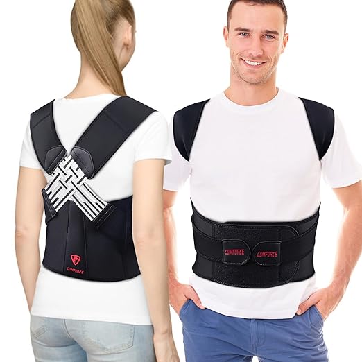Posture Corrector for Women & Men, Adjustable Back Brace with Breathable Support (Waist 28-33in)