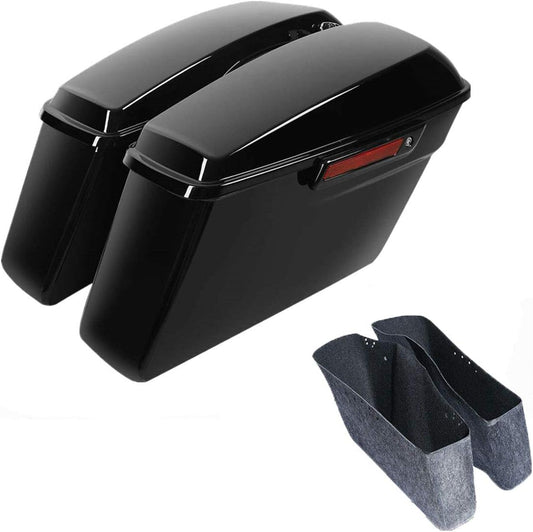 Green-L Vivid Black Hard Saddlebags with Black Latch Keys Liners Fit for Harley Touring Road King Street Glide Electra Ultra Classic 2014-2024