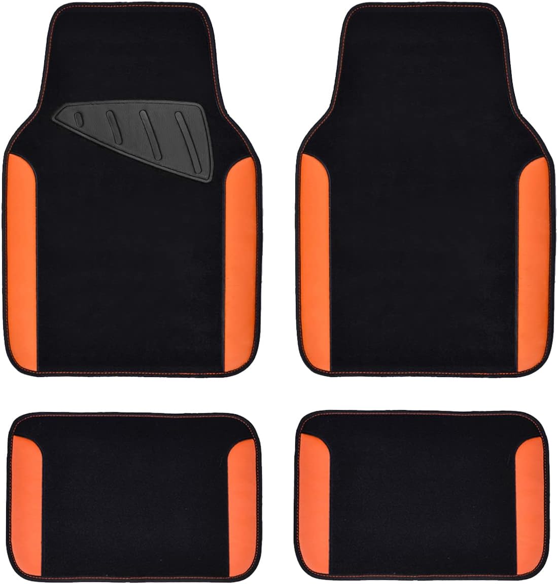 CAR PASS Waterproof Car Floor Mat, Universal Fit Car Mats with Driver Heel Pad, Leather Car Carpet, Anti-Slip Nibbed Backing Floor Mats for SUV, Vans,Sedan,Truck, Automotive Set for Women (Orange)