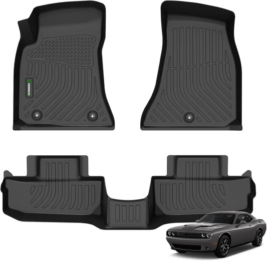 ANBINGO®-Floor Mats Custom for Dodge Challenger RWD 2015-2023 All Weather Challenger RWD Mats Protection TPE Automotive Challenger RWD Floor Mat Fits Full Set Accessories, Black