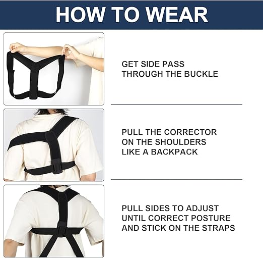 Posture Corrector for Women & Men, Adjustable & Breathable Upper Back Brace， Back Straightener Posture Corrector Support straightener, Providing Pain Relief from Lumbar