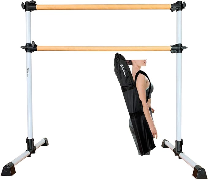 4 Ft Portable Wood Ballet Barre Ballet Bar Dance Barre Freestanding with Carry Bag