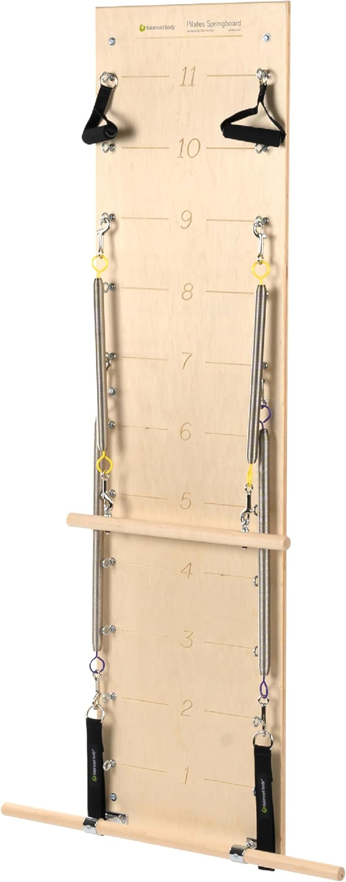 Balanced Body Pilates Springboard with Push-Through Bar, Wall Mounted Pilates Workout Equipment for Home Gym or Studio Use, Pilates Exercise Equipment with Resistance Springs