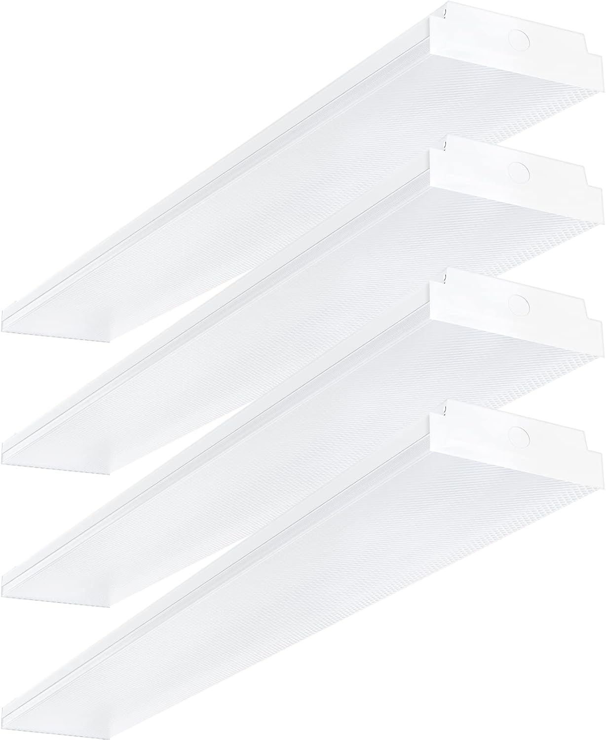 ANTLUX 4FT LED Wraparound 40W Shop Lights for Garage, 4400lm, 5000K, 4 Foot Crystal LED Wrap Light, 48 Inch Integrated Linear Strip Flush Mount Office Workshop Ceiling Lighting Fixture, 4 Pack