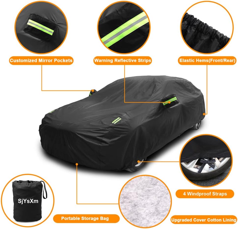 Heavy Duty Waterproof Car Cover Compatible with Jeep Wrangler 2-Door 2025-1987 SUV Wagon, All Weather Car Covers with Cotton Lining, Snow Rain Sun UV Cover for Wrangler 2 Door JK JL CJ YJ TJ