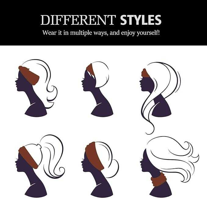 GILI 2 Pack Wide Headbands for Women Boho African Knotted Non Slip Fashion Hair Bands Yoga Running Sports Workout Gym Head Wraps Elastic Soft Cotton Cloth Turbans Bandana for Girls (White,Black)