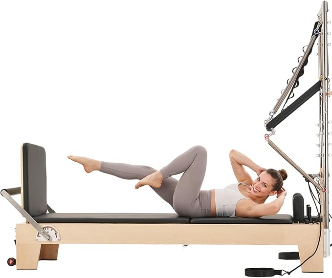 VEVOR Pilates Reformer Machine, Pilates Workout Equipment for Home Gym Studio Use, Pilates Bed with Dual Resistance- Spring & Cord, Reformer Set, Up to 400 LBS
