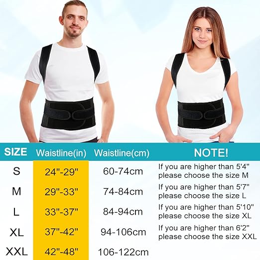 Back Brace Posture Corrector for Women and Men, Relief for Waist, Back and Shoulder Pain, Adjustable and Breathable, Improve Posture M(29"-33")