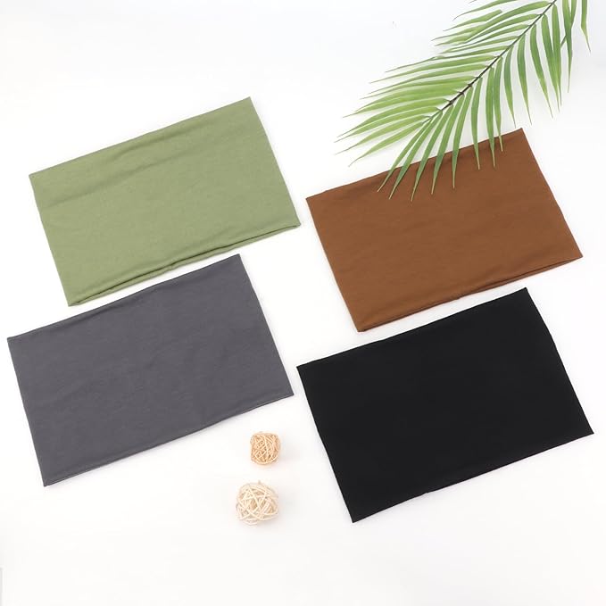 DRESHOW Wide Headbands for Women Elastic Turban Hair Bands Boho Head Bands for Women's Hair Non-Slip Yoga Workout Hairband Girls Accessories 4 Pack