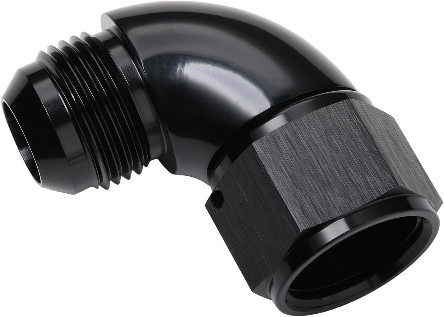 90 Degree 12AN Male to 12AN Female Swivel Full Flow Fitting Adapter Coupler Aluminum Black