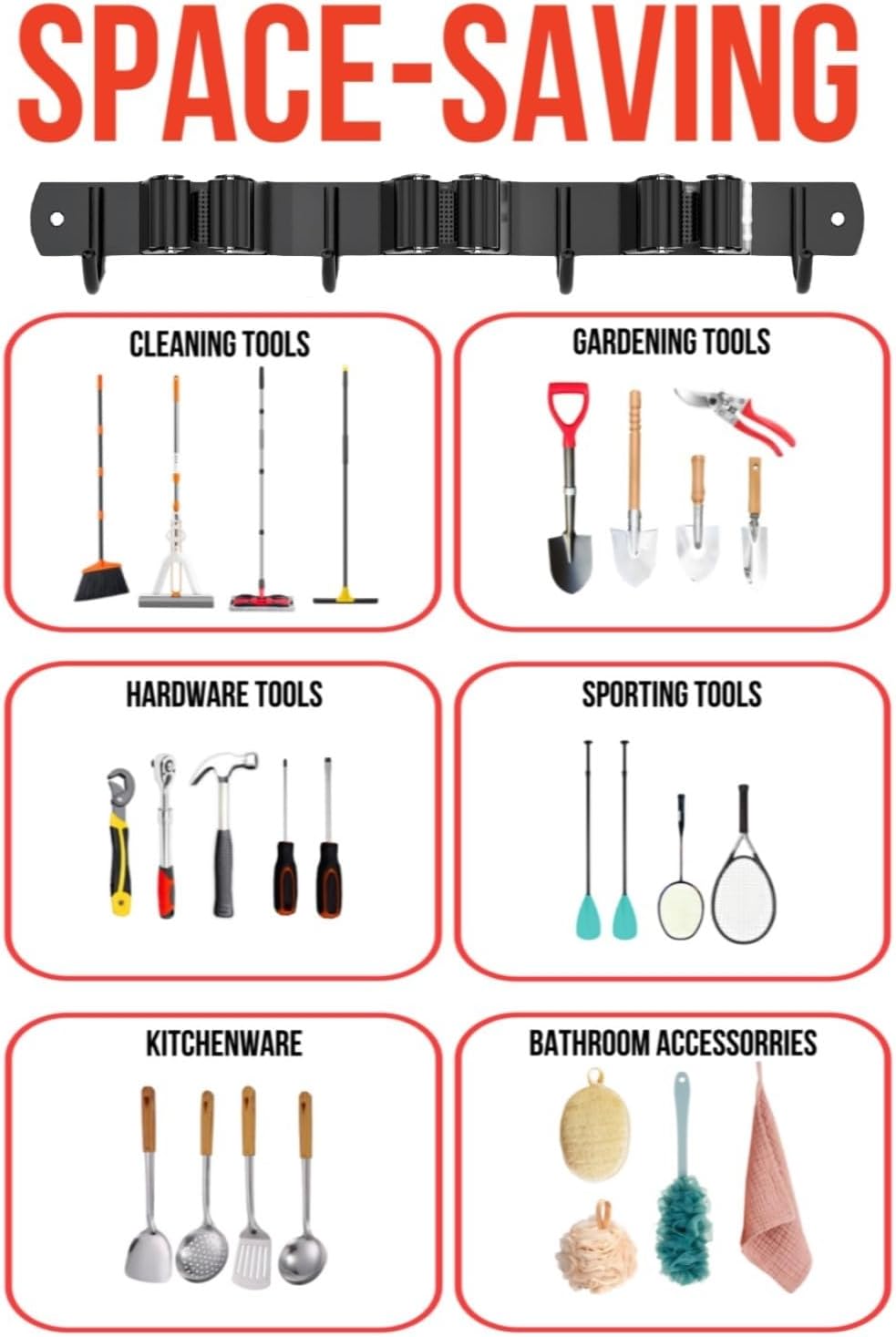 Mop and Broom Holder Wall Mount, Upgraded Broom Hanger Wall Mount, Stainless Steel Broom Organizer for Closet Garage Laundry Room Kitchen Wall Decor(3Racks 4Hooks Black)