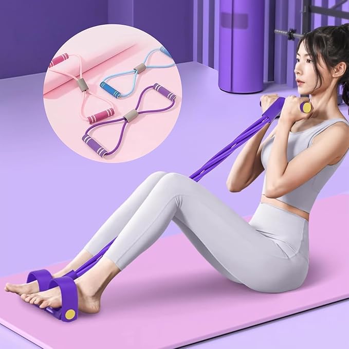 6 Tube Pedal Ankle Puller with 8 Shape Resistance Band, Fitness Resistance Bands for Women, Exercise Bands with Handles, Workout Bands for Abdomen, Waist, Leg, Hip
