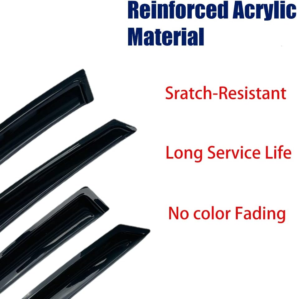 Sunproof Rainproof Side Window Visor Wind Deflector, 4pcs Protective Replacements Dark Smoke Rain Guards Set fit for 2011-2020 Mitsubishi Outlander (Not Fit Outlander Sport Models) 94642