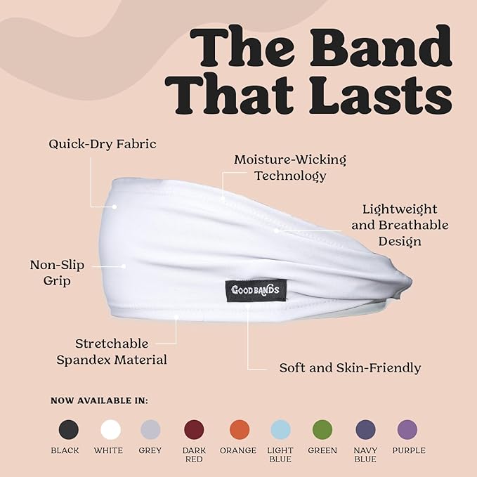 Sweatband for Men and Women - Unisex Headband That Wicks Moisture and Eliminates Excess Sweat - Durable & Long-Lasting - Running, Sports, Football, Triathlons, Construction, Yoga, Gym