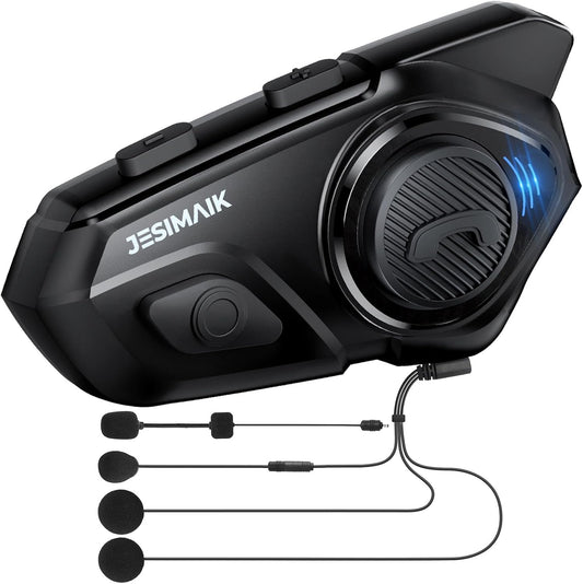 Motorcycle Helmet Bluetooth Headset, 10 Riders 2000M Communication Systems, Multitasking Audio Helmet Radio with Premium Microphone&40mm Hands-Free Speaker, Stereo Sound Motorcycle Intercom