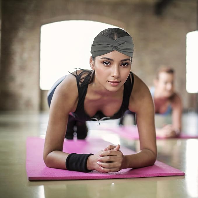 Wide Headbands for Women Yoga Running Sports Headhand Bandana Boho Non Slip Sweat Head Bands Accessories 4 Pack