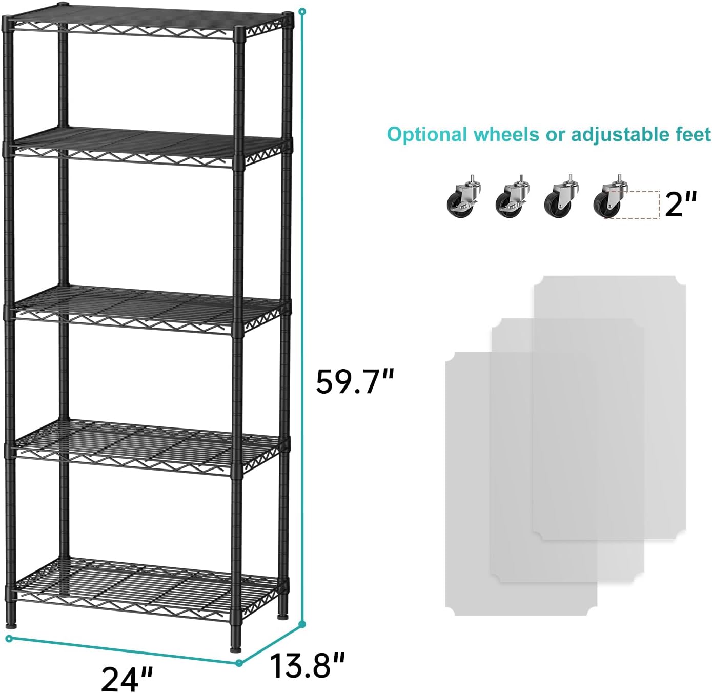 SINGAYE 5 Garage Heavy Duty Shelving Unit Kitchen Pantry Close Home Organizers and Storage Bathroom Shelf Laundry Room Organization Industrial Book Metal Wire Adjustable Shelves
