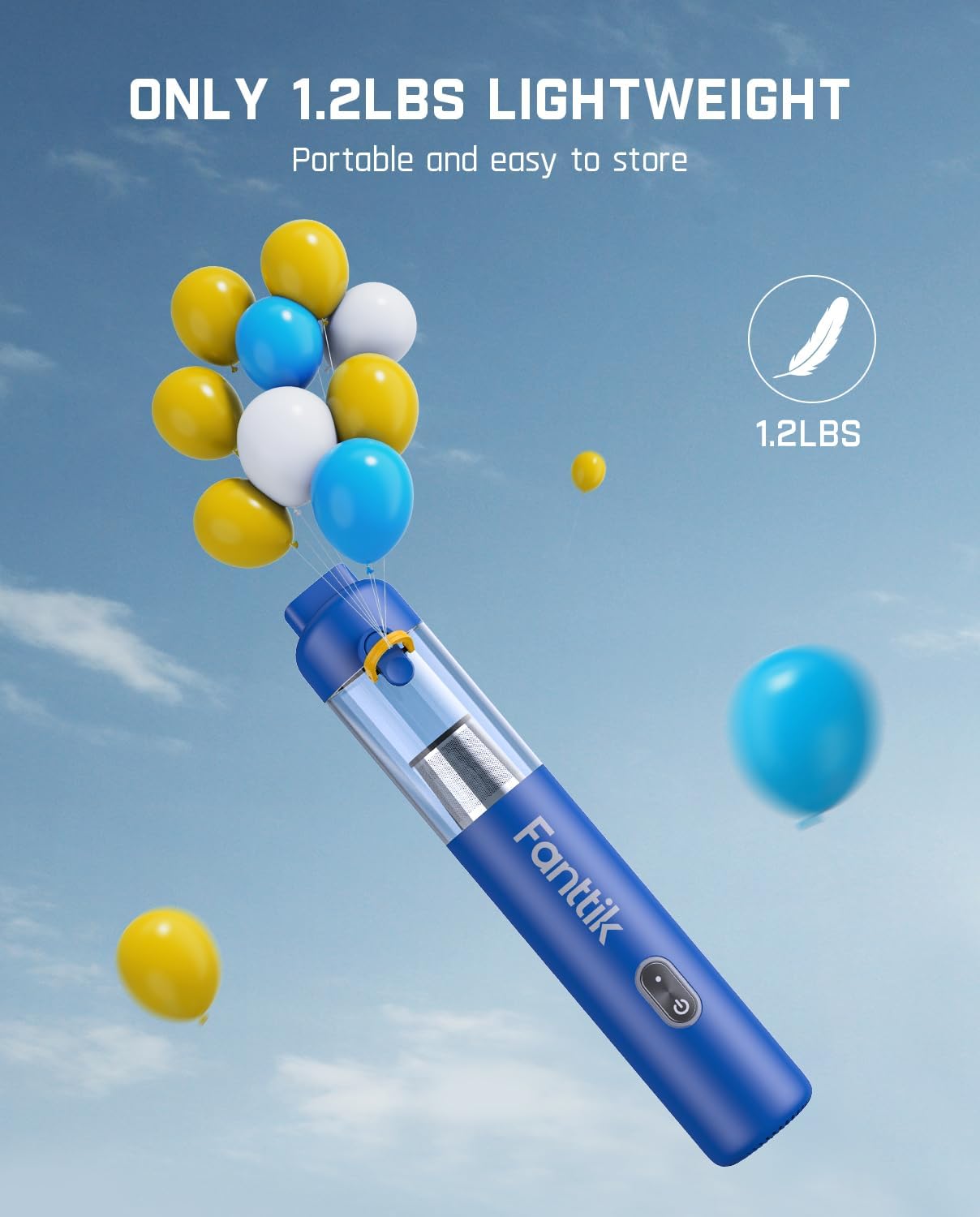 Fanttik Slim V8 Mate Cordless Car Vacuum Suction Power 12000Pa, Portable Mini Vacuum with Flexible Hose and Pet Brush, Type-C Charge, Portable for Car, Office Desk, Keyboards, Blue