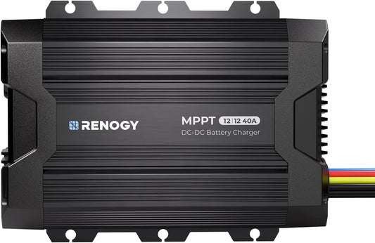 Renogy 12V 40A DC to DC Charger with MPPT & Solar Input - 670W Dual Charging Car Battery Chargers for RV Marine Camping Compatible with LiFePO4, Gel, Flooded, and Sealed Lead Acid Batteries