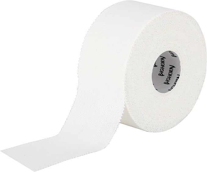 Bighorn Athletics Sports Tape | EZ-Tear White Athletic Tape for Wrist, Ankle & Foot Support | Zinc Oxide Infused & Latex-Free Adhesive, Breathable Cotton Fabric, 1.5-Inch x 45-Feet, 4 Rolls, White