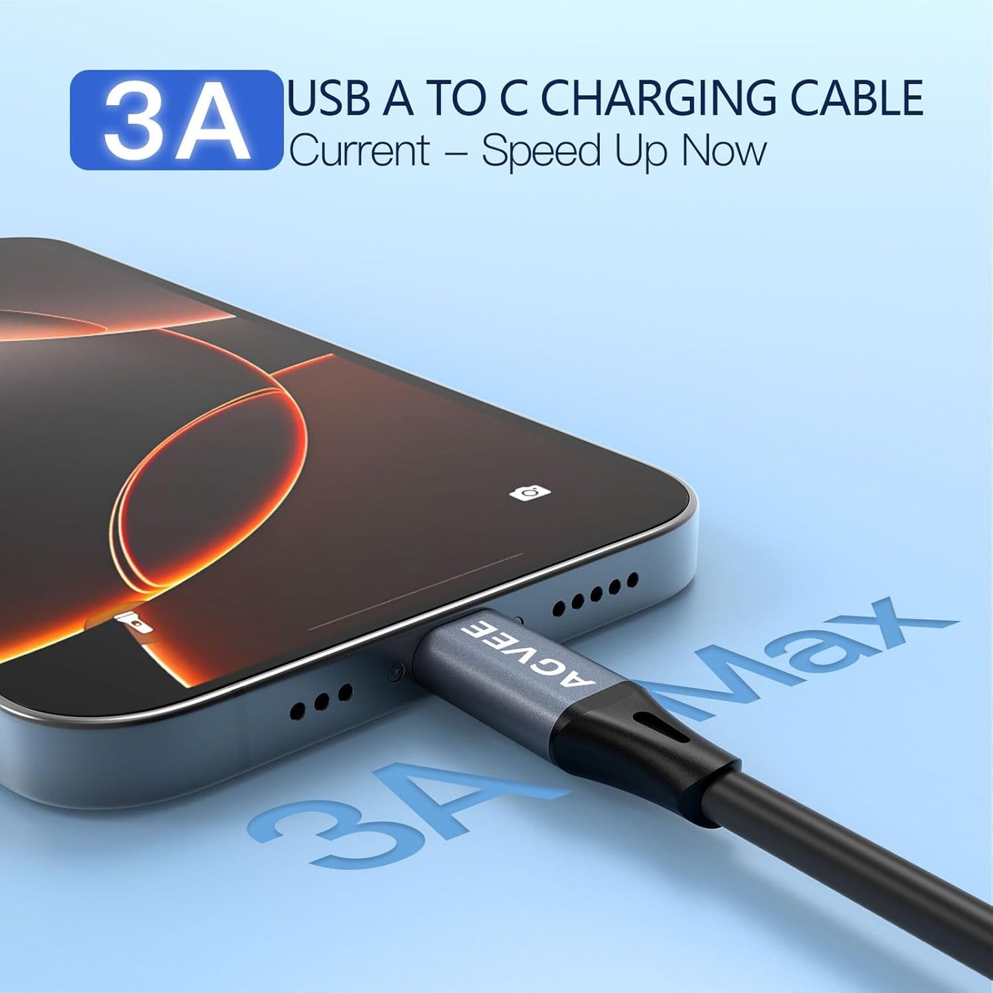 AGVEE 3ft Coiled Short USB to USB-C Charging Cable [USB-IF Certified] 3A Fast Charger Cord in Car for iPhone 16/15 CarPlay, Galaxy S25 S24 S23 S22 S21 S10 S9 S8, Google Pixel, Dark Gray