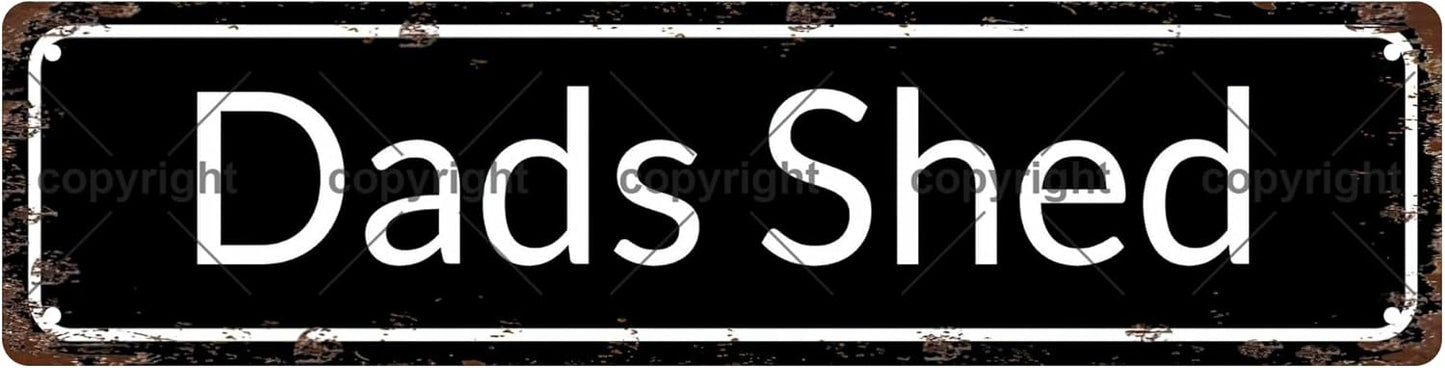 DAD'S SHED Space Vintage Metal Tin Street Sign Bar Cafe Garage Cave Home Room Wall Bathroom Farmhouse Garden Porch Patio Decor, 16 x 4 Inch