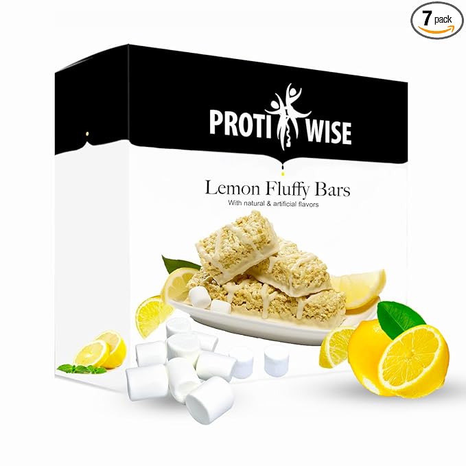 ProtiWise – Lemon Fluffy High Protein 15g Bar | 7/Box | Weight Loss, Diet, Keto Friendly, Hunger Control, Meal Replacement | Gluten Free, Low Fat, Low Sugar
