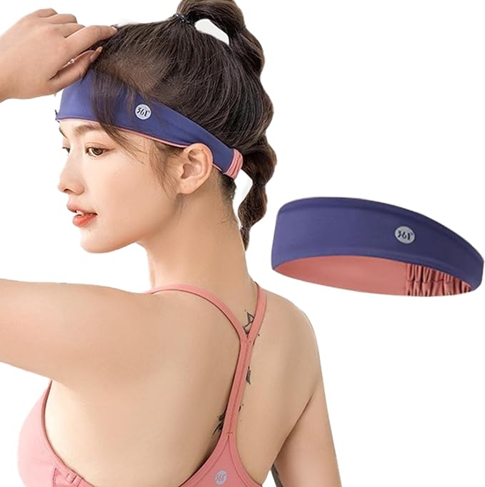 Women's Ice-Feeling Sports Headband Quick-Drying Cooling Sweatband Moisture Wicking Non Slip Exercise Sweat Band for Women Workout Running Tennis Yoga Fitness