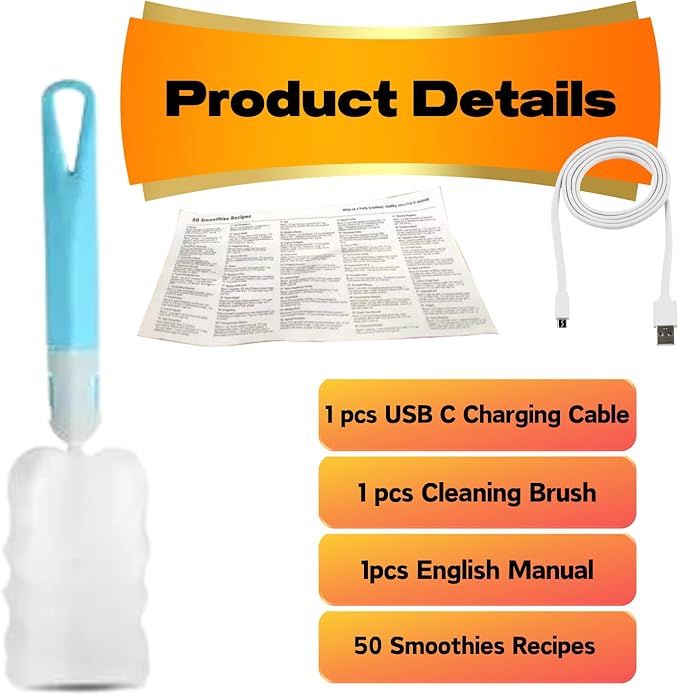 Compuaddict - Personal Blender Shakes and Smoothies 13 OZ Individual Mini Blender USB Rechargeable Fresh Juice Portable Blender Travel Blender (Black)