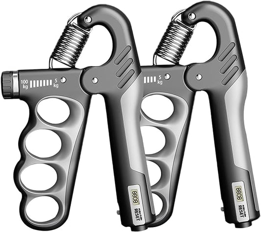 2PACK Grip Strength Trainer, 5-100KG (11-220 LB) Adjustable Resistance Forearm Hand Gripper Strengthener with Counter, Hand Wrist Exercise Workout Equipment for Home/Office Gym