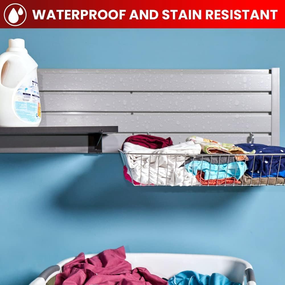 DLDIRECT Slatwall Panel Garage Wall Organizer: Heavy Duty Mounted PVC Rack, Interlocking Slat Paneling for Garage Storage, Slat Wall Board, Shelves System - 3 Color Samples