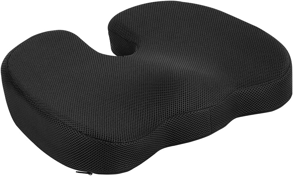 Amazon Basics Comfortable Seat Cushion for Office Chairs, Enhanced Memory Foam, Black