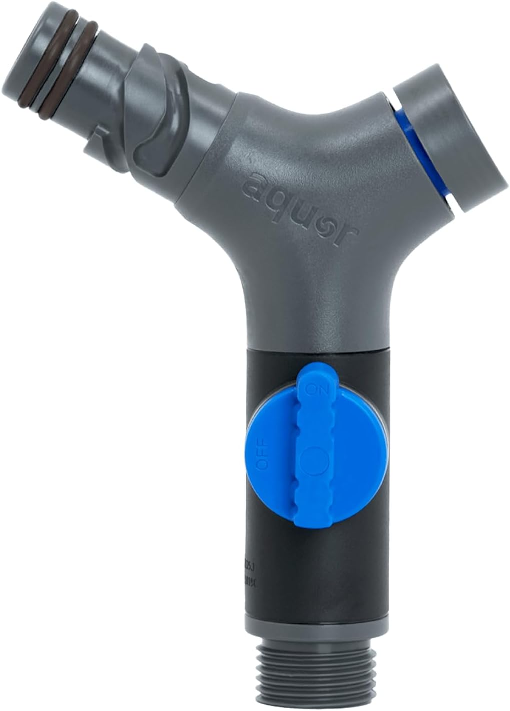 Aquor Comfort Grip VB Hose Connector – Garden Hose Connector with Built-In Vacuum Breaker & Ball Valve, Backflow Prevention, Ergonomic Non-Slip Grip – Slate Gray, Compatible with Aquor Hydrants