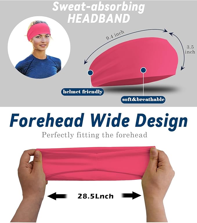 Headband for Men & Women, Sweat Wicking Sports Sweatband Headbands, Workout Running Training Yoga Basketball Hairband