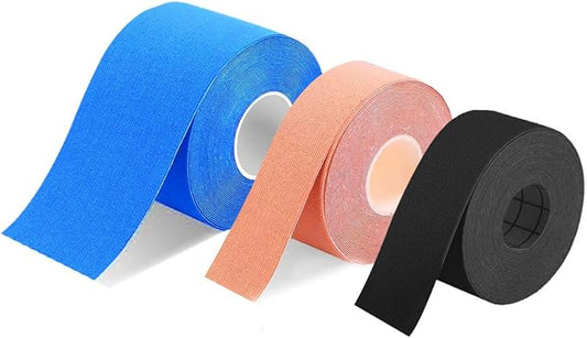 Kinesiology Tape Uncut Bulk Rolls Physical Therapeutic Tape for Sports/Athletic/Therepy 3-Pack 2 Inch x 16.4 Feet/ 1Inch x 16.4 Feet