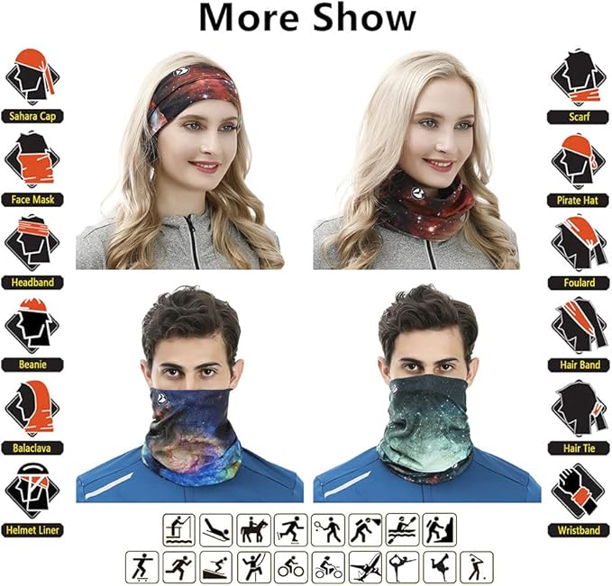 Headband Neck Gaiter Head Wrap Headwear Face Mask Magic Scarf Bandana for Men and Women