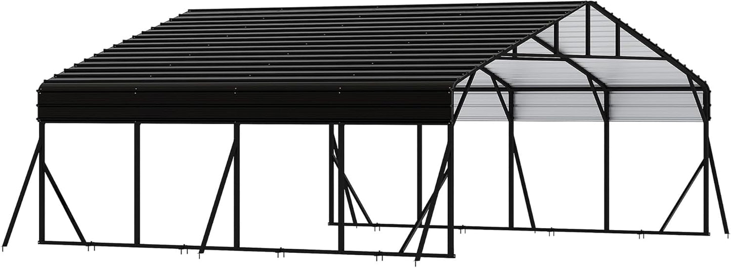 20' x 20' x 8.5' Heavy Duty Metal Carport with Galvanized Steel Roof, Steel Carport Kits Outdoor with Metal Roof, Galvanized Car Shelter for Tractors, Pickup, Boat, Car