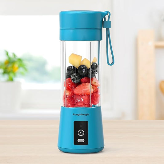 Portable Blender, Mini Personal Blender Bottles for shakes and smoothies，Cordless with USB-C Rechargeable To Go Mixer Electric Blender juicer Cup for Fruit Juice Protein mixes (Blue)