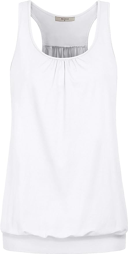 Miusey Womens Sleeveless Round Neck Loose Fit Racerback Yoga Tank Top