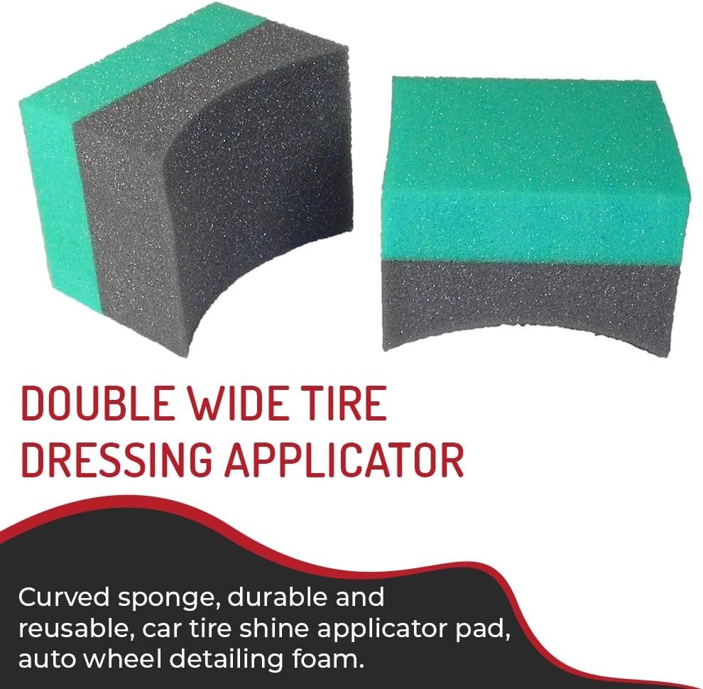 Hi-Tech Tire Dressing Applicator 12 Pack - Durable and Reusable, Contoured Tire Shine and Dressing Sponge for Your Car's Wheels
