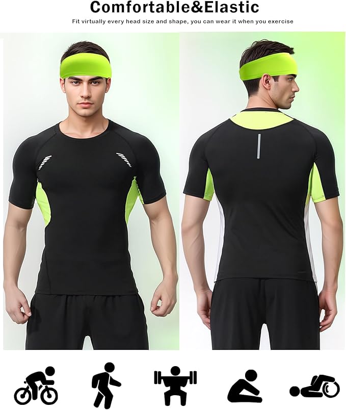 Headbands for Men & Women, Sweat Headband Non-Slip Sweatband Sports Running Cycling Yoga Basketball Workout Football Training