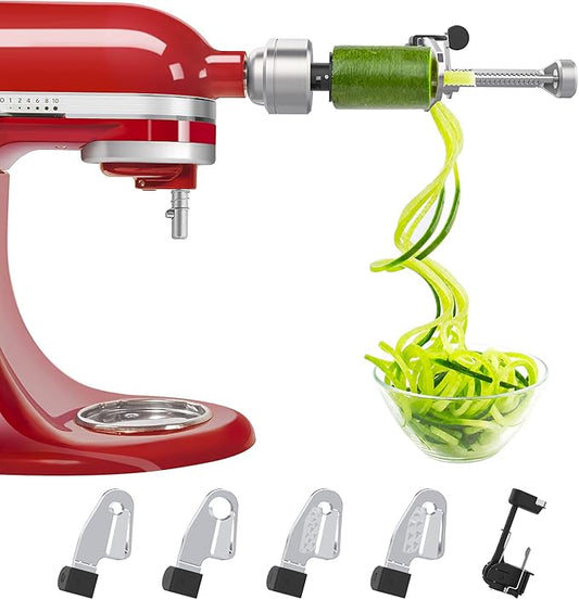 Spiralizer Attachment Compatible with KitchenAid Stand Mixer, Comes with Peel, Core and Slice, Not KitchenAid Brand Spiralizer Attachment (5 Blades)
