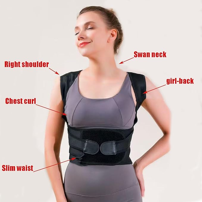 S~XXXL(20~90kg) Posture Corrector for Women、Men，Back Brace Posture Corrector，Comfy、Breathable、Lower Back Pain Relief。(Black,XXL-70-80kg)