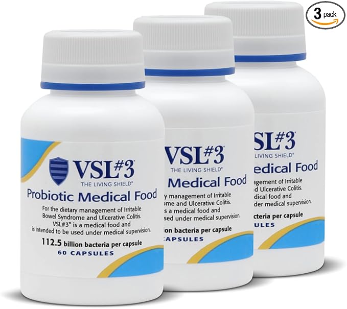 VSL #3® Probiotics for Digestive Health, IBS & UC Symptoms - 112.5B CFUs, High-Potency, Multi-Strain, Live, Refrigerated Probiotic, Medical Food for Gut Health Support in Men & Women, 180 Capsules