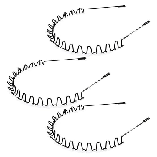 Metal Hair Bands Men's Headband Elastic Zigzag Headbands Outdoor Sports Headbands Fashion Simple Anti-Slip Hair Accessories (3 Pack)