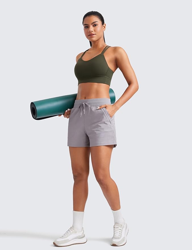 CRZ YOGA Softness Mold Womens Butterluxe Strappy Longline Sports Bra - Double Spaghetti Strap Workout Yoga Crop Top Athletic