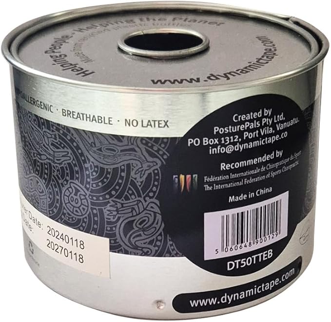 Dynamic Tape Eco | Biomechanical Adhesive Tape | Physio Tape for Knee, Ankle, Shoulder, Leg, Muscle Support | Sports Tape for Football, Rugby, Ideal for Athletes |Grey & Black - 2" (6)